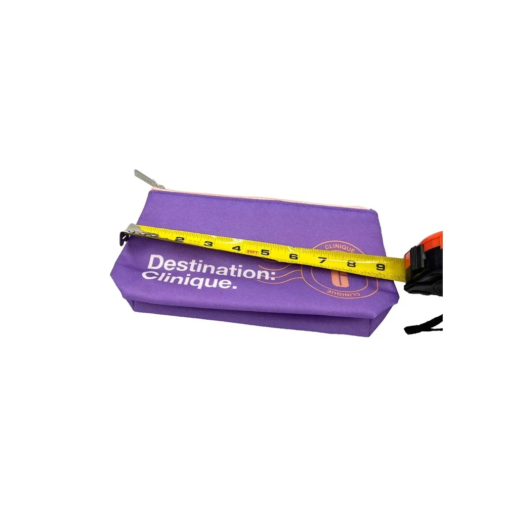 Destination Clinique Cosmetic‎ Makeup Bag 5x10x3 Purple Orange White -Set of 15